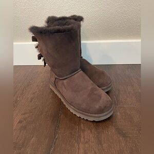 Dark brown Uggs with tie detail back